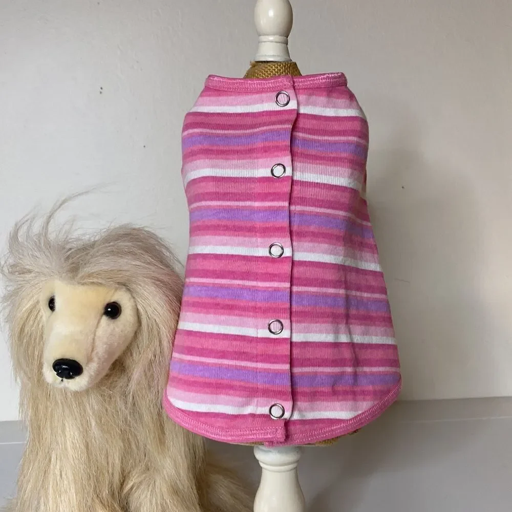 Pink Striped Knit Dog Shirt